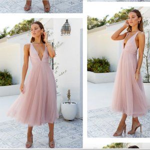 Blush Tulle Midi Dress Size Small (US 4)